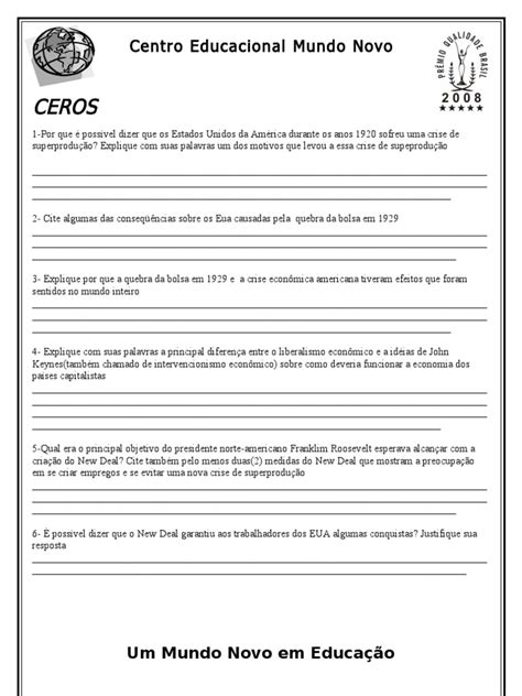 exercícios sobre a crise.